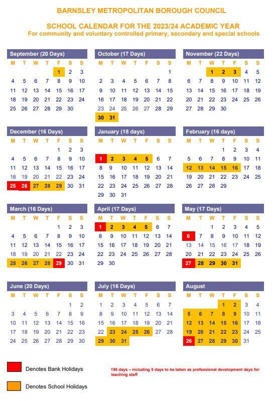 Barnsley School Calendar 2022/2023 & 2023/2024 Barnsley Chronicle